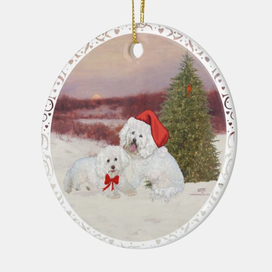 Bichon Frise Christmas Keramik Ornament (Links)