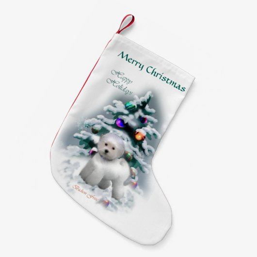 Bichon Frise Christmas Kleiner Weihnachtsstrumpf (Vorderansicht (hängend))