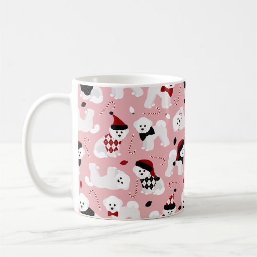 Bichon Frise Christmas Pink Tasse (Links)