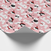 Bichon Frise Christmas Pink Wrapping Paper Geschenkpapier (Ecke)