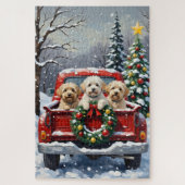 Bichon Frise Christmas Red Truck Holiday Puzzle (Vertikal)