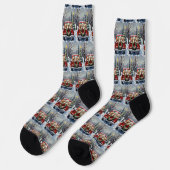 Bichon Frise Christmas Red Truck Holiday Socken (Linkes Detail)