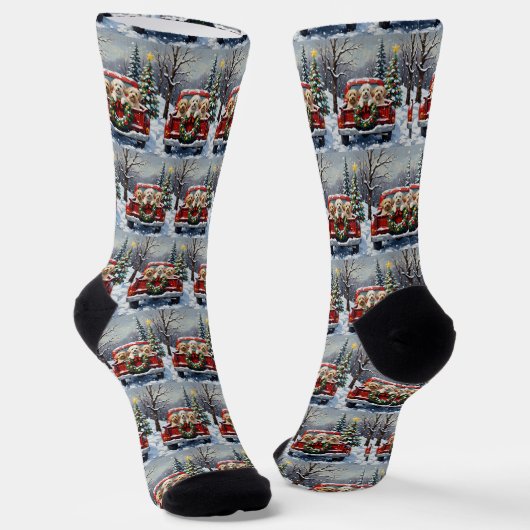 Bichon Frise Christmas Red Truck Holiday Socken (Gewinkelt)