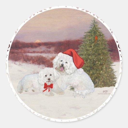Bichon Frise Christmas Runder Aufkleber (Vorderseite)
