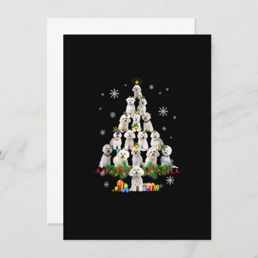 Bichon Frise Christmas Tree Lights Funny Dog Xmas Einladung (Vorne/Hinten)