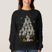 Bichon Frise Christmas Tree Lights Funny Dog Xmas Sweatshirt (Vorderseite)