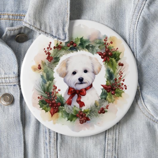 Bichon Frise Christmas Wreath Festivals Button (Beispiel)