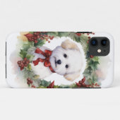 Bichon Frise Christmas Wreath Festivals Case-Mate iPhone Hülle (Rückseite (Horizontal))