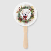 Bichon Frise Christmas Wreath Festivals Fächer (Rückseite)