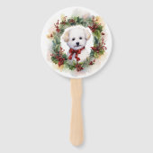 Bichon Frise Christmas Wreath Festivals Fächer (Vorderseite)