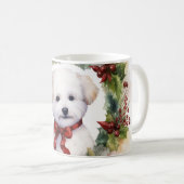 Bichon Frise Christmas Wreath Festivals Kaffeetasse (VorderseiteRechts)