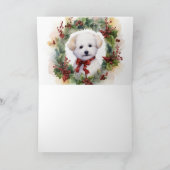 Bichon Frise Christmas Wreath Festivals Karte (Innenseite)