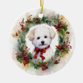 Bichon Frise Christmas Wreath Festivals Keramik Ornament (Vorne)