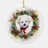 Bichon Frise Christmas Wreath Festivals Keramik Ornament (Hinten)