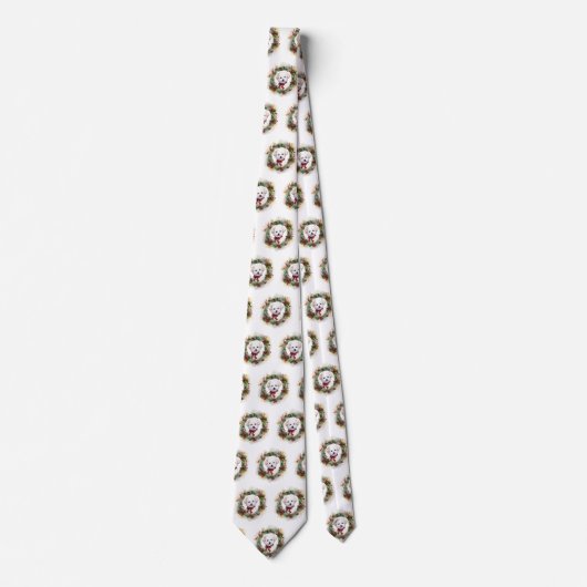 Bichon Frise Christmas Wreath Festivals Krawatte (Vorderseite)