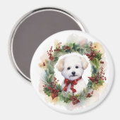Bichon Frise Christmas Wreath Festivals Magnet (Vorderseite/Rückseite)