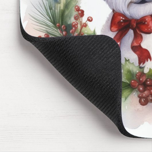 Bichon Frise Christmas Wreath Festivals Mousepad (Ecke)