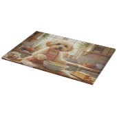 Bichon Frise Cooking in Kitchen Schneidebrett (Ecke)