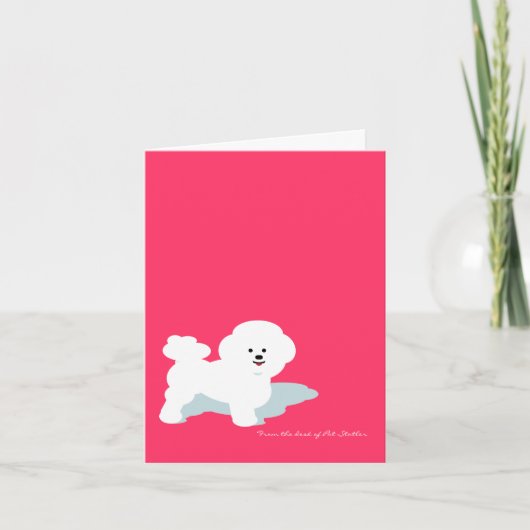 Bichon Frise Custom Note Card in Rosa Karte (Vorderseite)