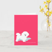 Bichon Frise Custom Note Card in Rosa Karte (Gelbe Blume)