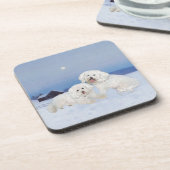 Bichon Frise Dezember Abend Getränkeuntersetzer (Linke Seite)