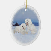 Bichon Frise Dezember Abend Keramik Ornament (Rechts)