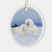Bichon Frise Dezember Abend Keramik Ornament (Links)