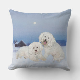 Bichon Frise Dezember Abend Kissen
