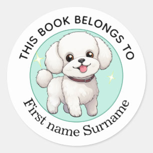 Bichon Frise Dieses Buch gehört zu Benutzerdefinie Runder Aufkleber