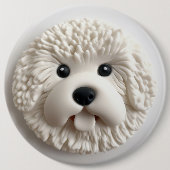 Bichon Frise Dog 3D Inspiriert Button (Vorderseite)