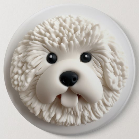 Bichon Frise Dog 3D Inspiriert Button (Vorderseite)