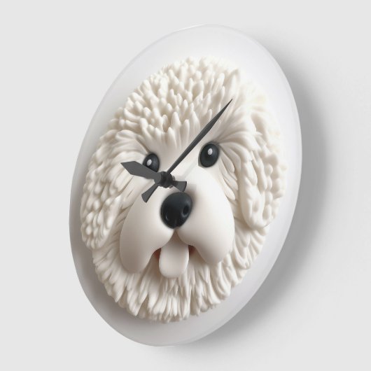 Bichon Frise Dog 3D Inspiriert Große Wanduhr (Winkel)