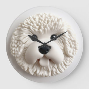 Bichon Frise Dog 3D Inspiriert Große Wanduhr