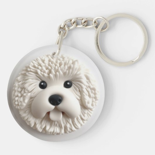 Bichon Frise Dog 3D Inspiriert Schlüsselanhänger (Rückseite)