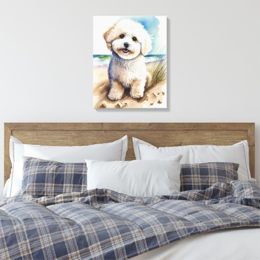 Bichon Frise Dog Art Malerei Leinwanddruck (Insitu (Schlafzimmer))