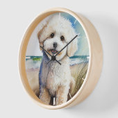 Bichon Frise Dog Art Malerei Uhr (Winkel)