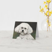 Bichon Frise Dog Art Note Card Karte (Gelbe Blume)