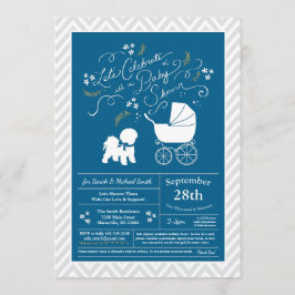Bichon Frise Dog Baby Shower Boy Blue Einladung