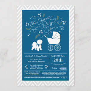 Bichon Frise Dog Baby Shower Boy Blue Einladung