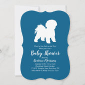Bichon Frise Dog Baby Shower Boy Blue Einladung (Vorderseite)