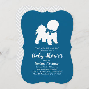 Bichon Frise Dog Baby Shower Boy Blue Einladung