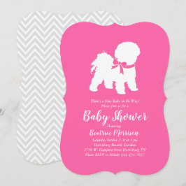 Bichon Frise Dog Baby Shower Girl Pink Einladung