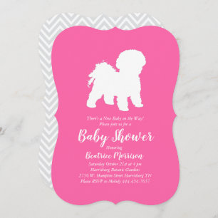 Bichon Frise Dog Baby Shower Girl Pink Einladung