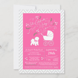 Bichon Frise Dog Baby Shower Girl Pink Einladung