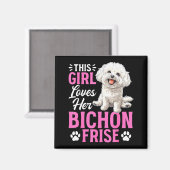 Bichon Frise Dog Breed This Girl Loves Her Bichon Magnet (Vorderseite/Rückseite)