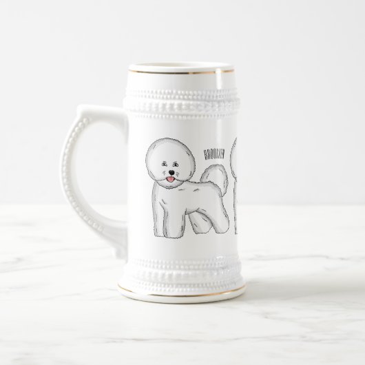 Bichon frise dog Cartoon Illustration Bierglas (Links)