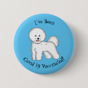 Bichon frise dog Cartoon Illustration Button