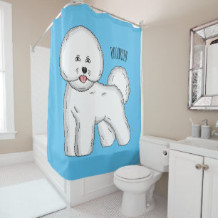 Bichon frise dog Cartoon Illustration Duschvorhang