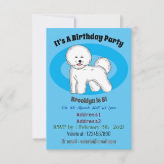 Bichon frise dog Cartoon Illustration Einladung