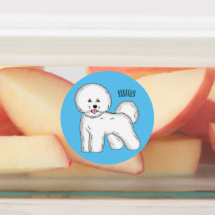 Bichon frise dog Cartoon Illustration Etiketten